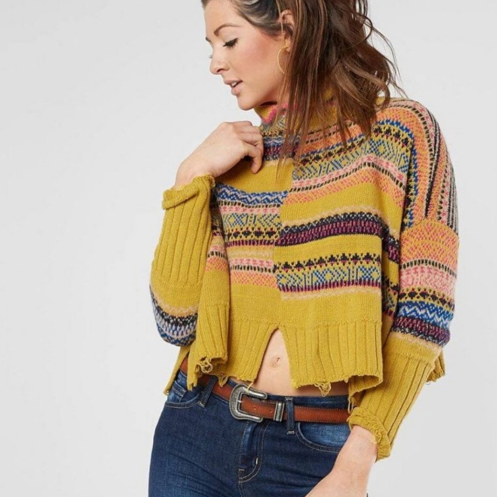 Free People All The Pattern cropped sweater